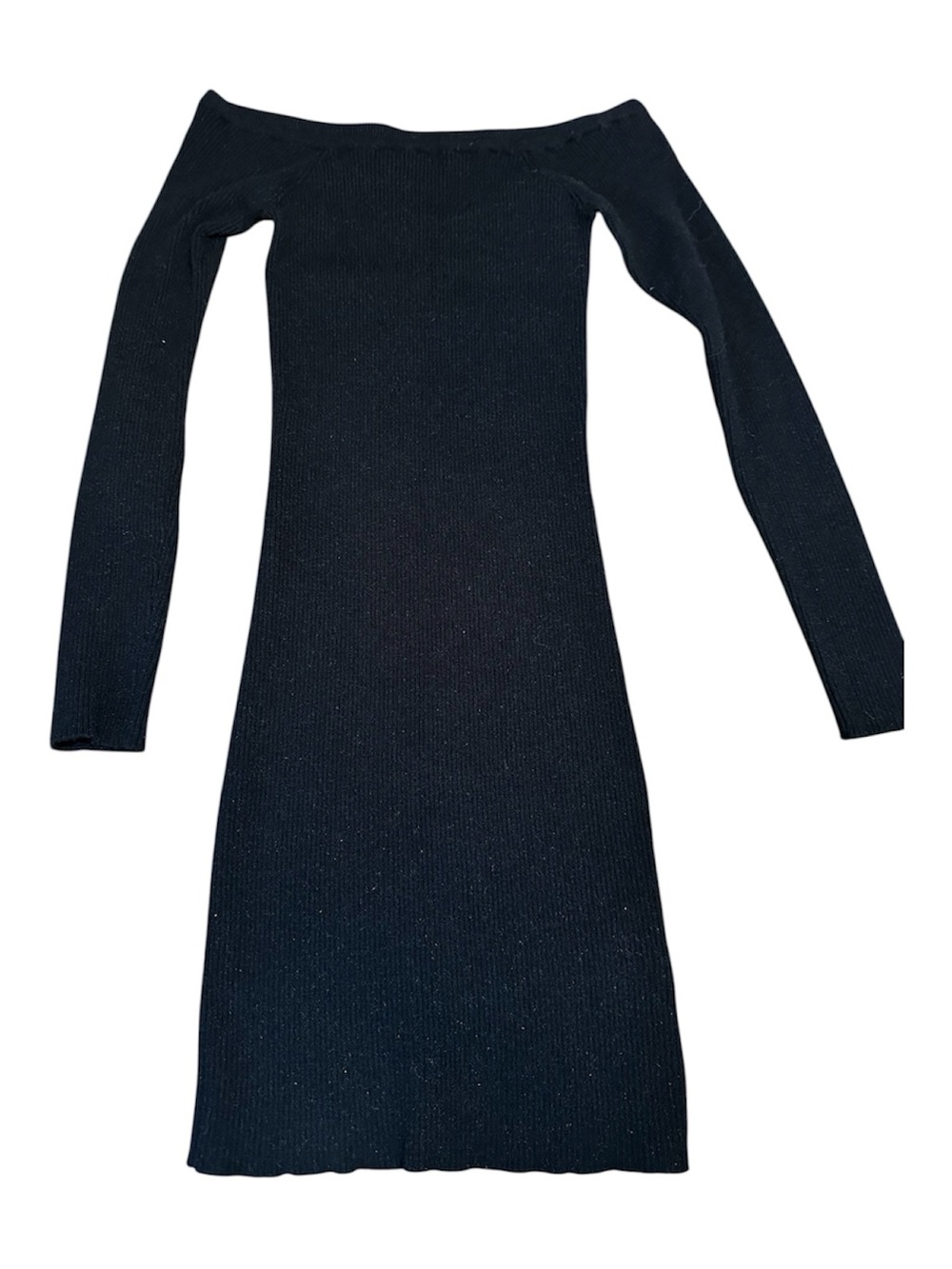 OBEY Black Ribbed Knit Off Shoulder Dress